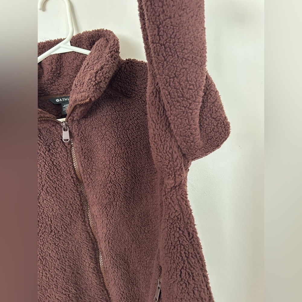 Athleta Coat Womens M Brown Full Zip Sherpa Tugga Jacket - Picture 10 of 12
